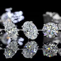 14K White Gold 7.5" Station Bracelet with Pear, Oval, Emerald, and Round Lab Diamonds - 20.38 Carats Total Diamond Weight - Covaloro Fine Jewelry