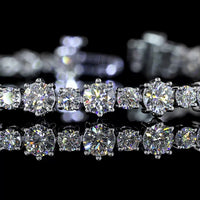 14K White Gold 7.5" Station Line Tennis Bracelet with 5.80 Carats of Round Cut Lab Grown Diamonds (E-F, VS1) - Covaloro Fine Jewelry
