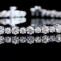 14K White Gold 7.5" Station Line Tennis Bracelet with 62 Brilliant Cut Lab Diamonds - 4.75 Carats Total Diamond Weight - Covaloro Fine Jewelry