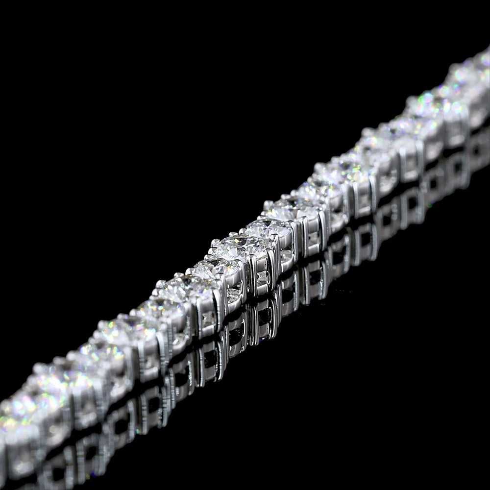 14K White Gold 7.5" Station Line Tennis Bracelet with 62 Brilliant Cut Lab Diamonds - 4.75 Carats Total Diamond Weight - Covaloro Fine Jewelry