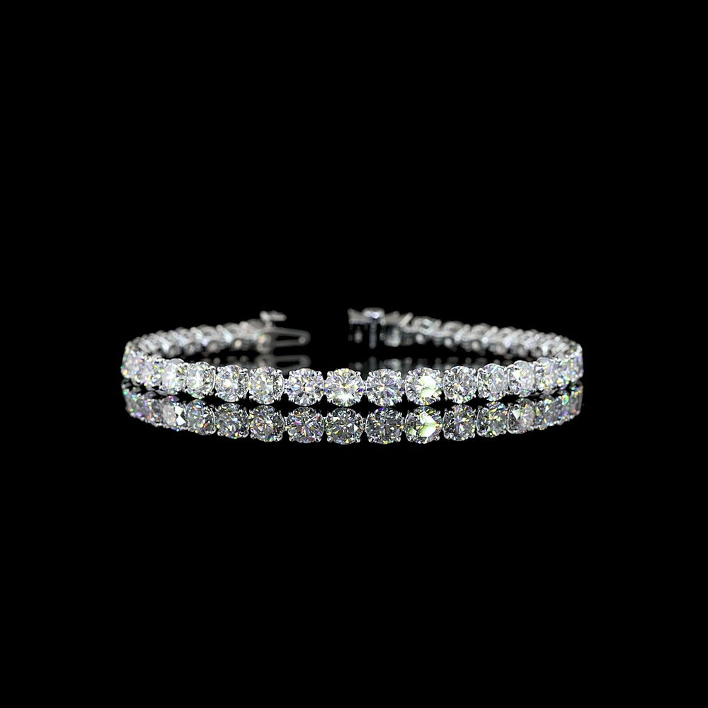 14K White Gold 7.5" Tennis Bracelet with 14.49 Carats Round Brilliant and Marquise Cut Lab Diamonds in Prong Setting - Covaloro Fine Jewelry