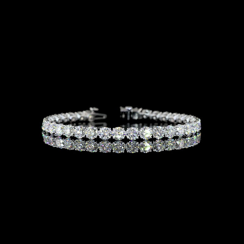14K White Gold 7.5" Tennis Bracelet with 14.49 Carats Round Brilliant and Marquise Cut Lab Diamonds in Prong Setting - Covaloro Fine Jewelry