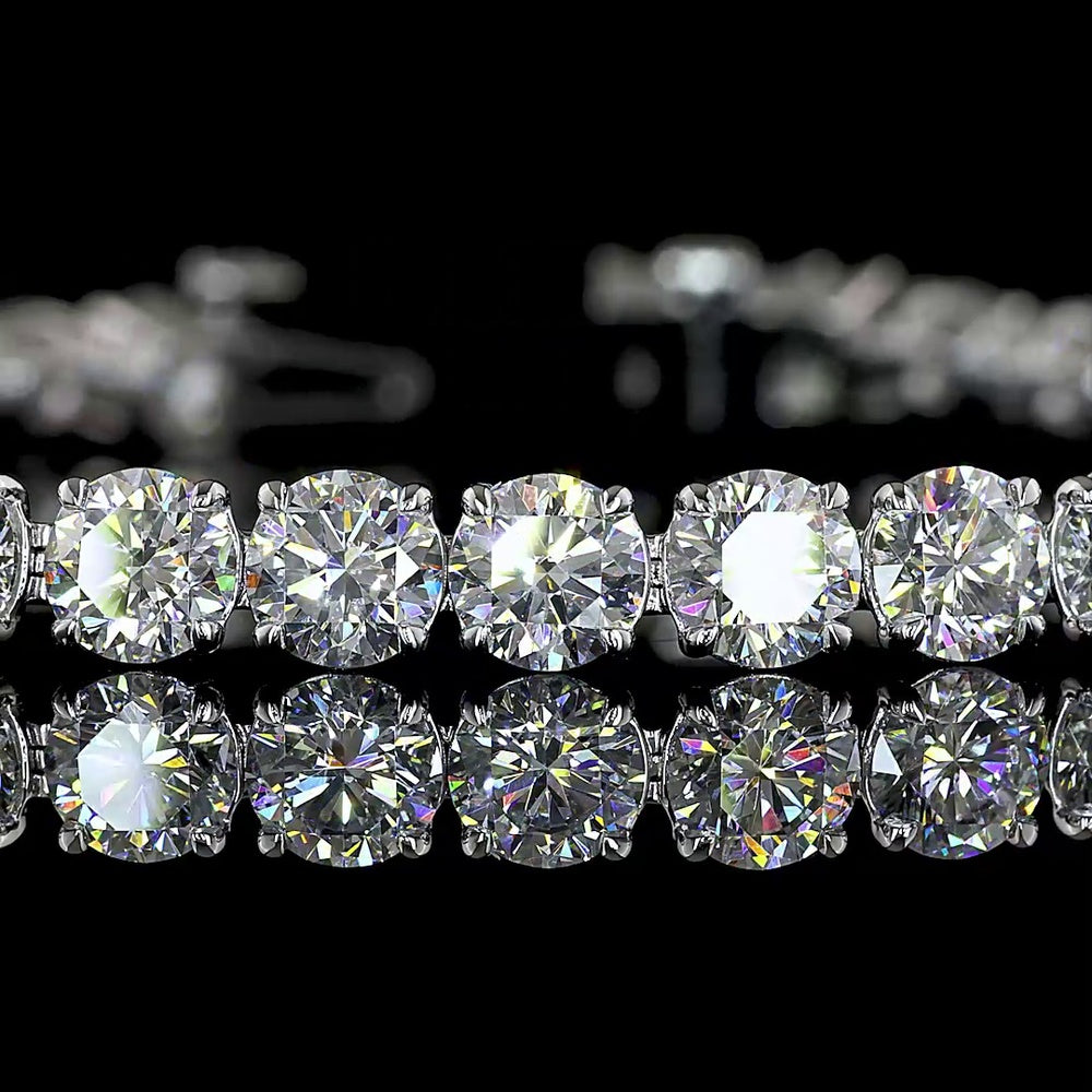 14K White Gold 7.5" Tennis Bracelet with 14.49 Carats Round Brilliant and Marquise Cut Lab Diamonds in Prong Setting - Covaloro Fine Jewelry