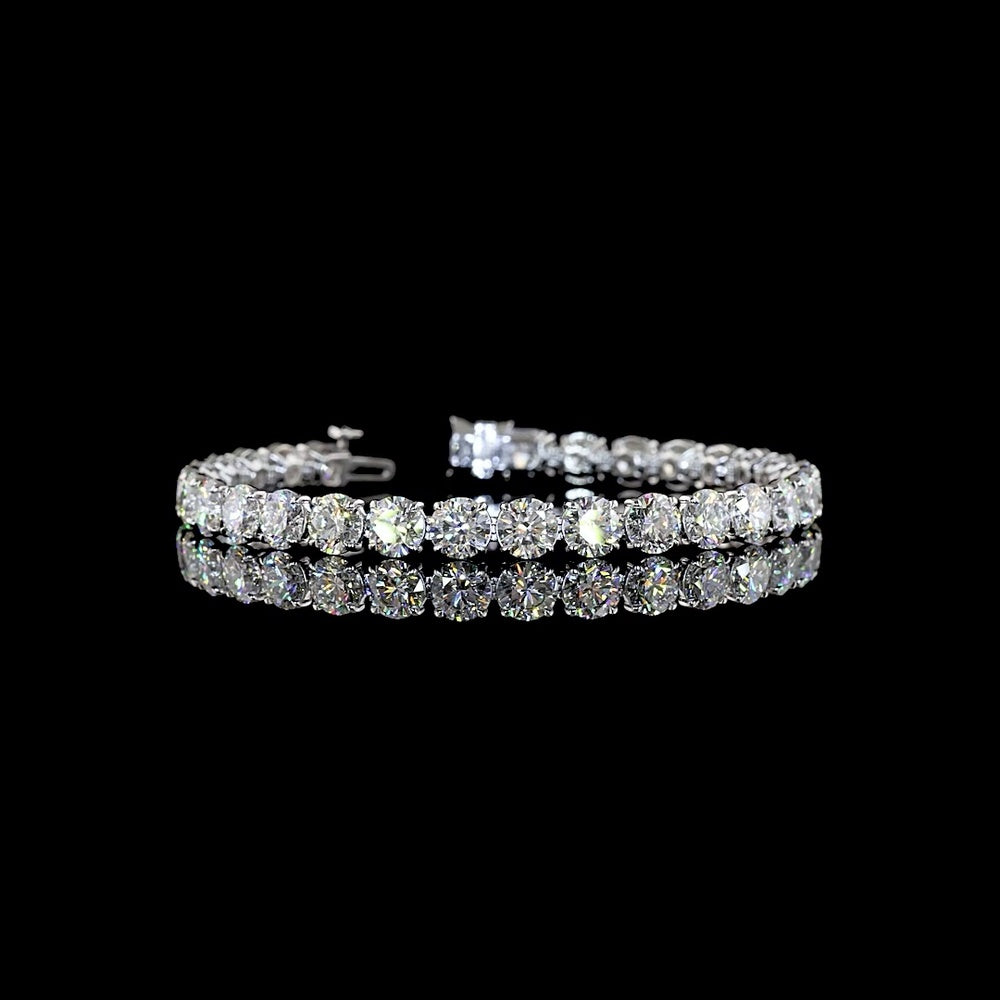 14K White Gold 7.5" Tennis Bracelet with 29 Round Brilliant and 4 Marquise Cut Lab Diamonds - 19.69 Carat Total Weight - Covaloro Fine Jewelry