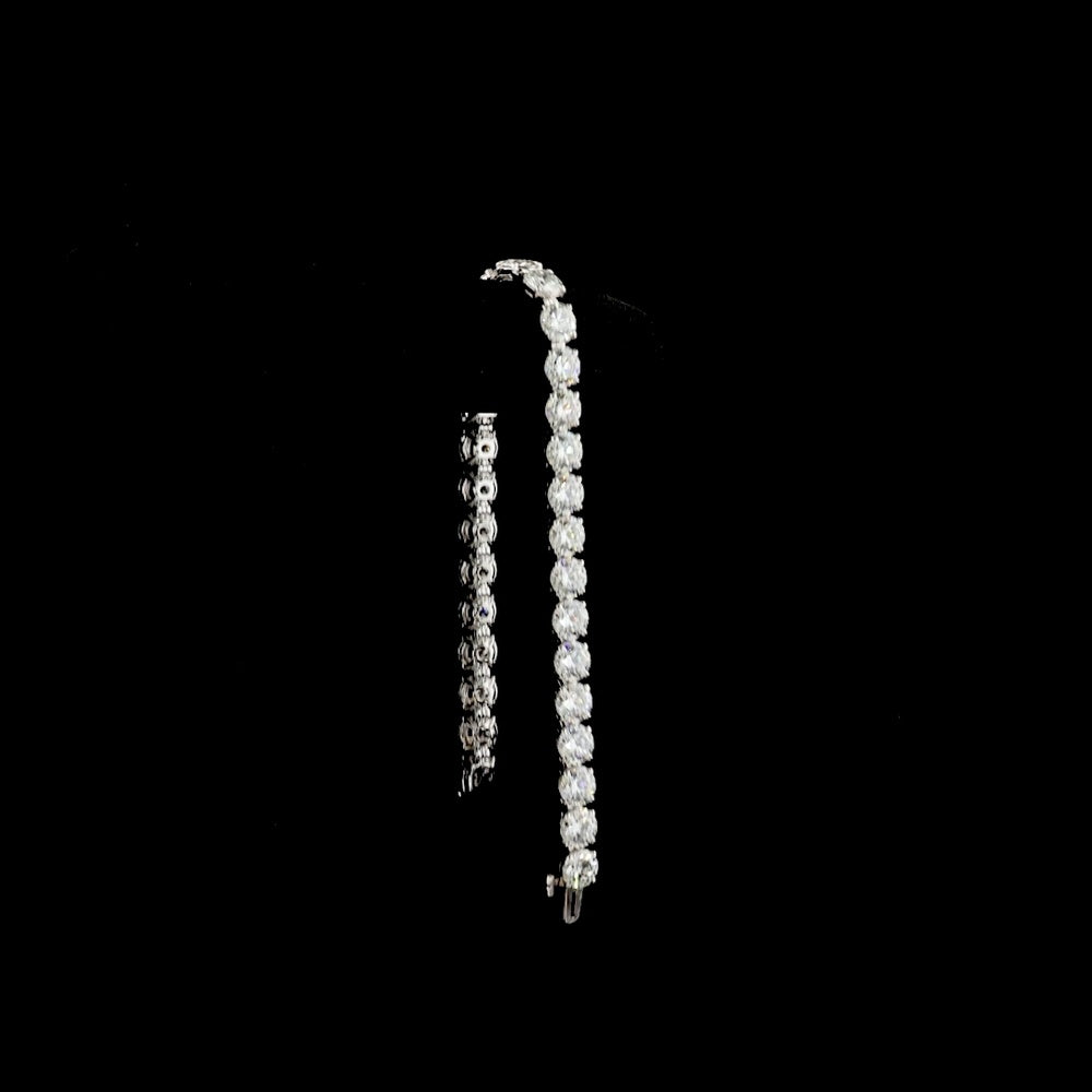 14K White Gold 7.5" Tennis Bracelet with 29 Round Brilliant and 4 Marquise Cut Lab Diamonds - 19.69 Carat Total Weight - Covaloro Fine Jewelry