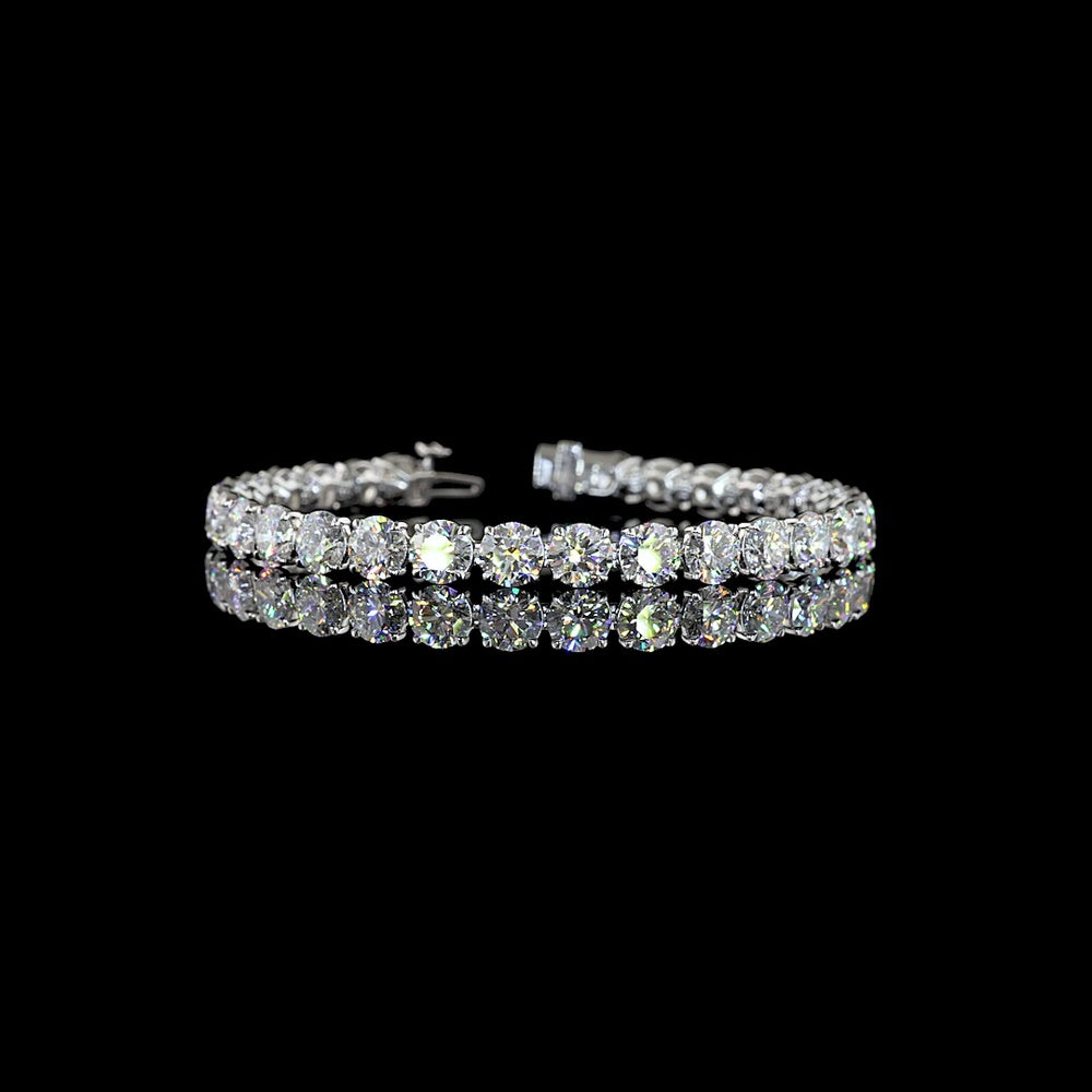 14K White Gold 7.5" Tennis Bracelet with 30 Prong Set Round Brilliant Cut Lab Diamonds - 21.58 Total Carat Weight - Covaloro Fine Jewelry