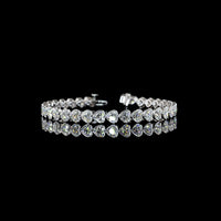14K White Gold 7.5" Tennis Bracelet with 33 Bezel-Prong Set Heart Shape Lab Diamonds - 12.14 Carat Total Weight - Covaloro Fine Jewelry
