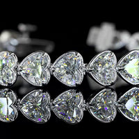 14K White Gold 7.5" Tennis Bracelet with 33 Bezel-Prong Set Heart Shape Lab Diamonds - 12.14 Carat Total Weight - Covaloro Fine Jewelry