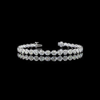 14K White Gold 7.5" Tennis Bracelet with 33 Bezel Set Round Lab Diamonds - 6.76 Carat Total Diamond Weight - Covaloro Fine Jewelry