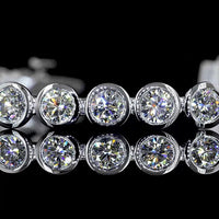 14K White Gold 7.5" Tennis Bracelet with 33 Bezel Set Round Lab Diamonds - 6.76 Carat Total Diamond Weight - Covaloro Fine Jewelry