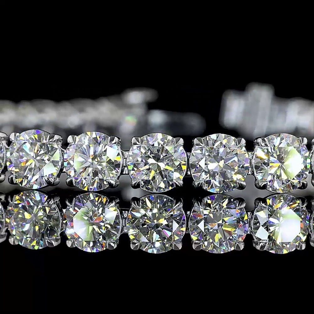 14K White Gold 7.5" Tennis Bracelet with 36 Round Brilliant Cut Lab Diamonds - 14.17 Carat Total Weight, E-F Color VS1 Clarity - Covaloro Fine Jewelry