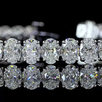 14K White Gold 7.5" Tennis Bracelet with 42 Prong-Set Oval Lab Diamonds - 16.03 Carat Total Weight, E-F Color VS Clarity - Covaloro Fine Jewelry