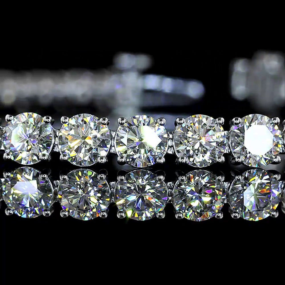 14K White Gold 7.5" Tennis Bracelet with 43 Prong-Set Round Lab Diamonds - 9.67 Carat Total Weight - Covaloro Fine Jewelry