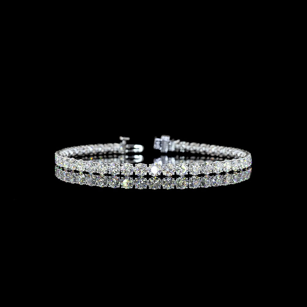 14K White Gold 7.5" Tennis Bracelet with 43 Round Brilliant Cut and 8 Marquise Cut Lab Diamonds - 9.10 Carats Total Diamond Weight - Covaloro Fine Jewelry