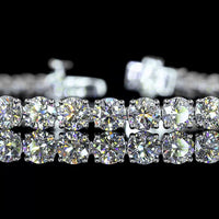 14K White Gold 7.5" Tennis Bracelet with 43 Round Brilliant Cut and 8 Marquise Cut Lab Diamonds - 9.10 Carats Total Diamond Weight - Covaloro Fine Jewelry