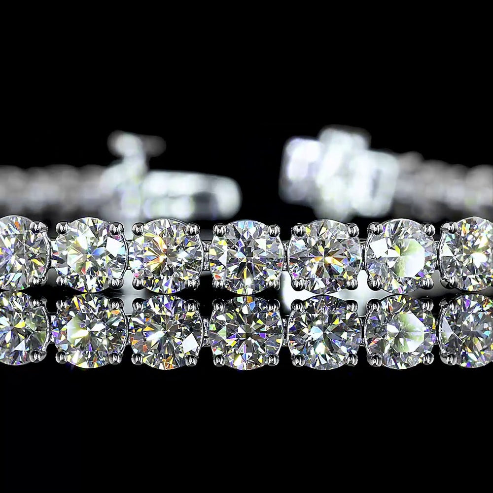 14K White Gold 7.5" Tennis Bracelet with 43 Round Brilliant Cut and 8 Marquise Cut Lab Diamonds - 9.10 Carats Total Diamond Weight - Covaloro Fine Jewelry