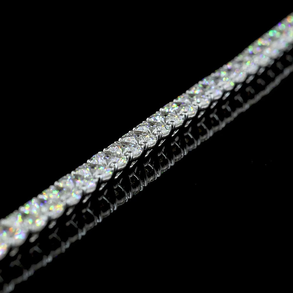 14K White Gold 7.5" Tennis Bracelet with 43 Round Brilliant Cut and 8 Marquise Cut Lab Diamonds - 9.10 Carats Total Diamond Weight - Covaloro Fine Jewelry