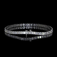 14K White Gold 7.5" Tennis Bracelet with 45 Channel-Set Emerald Cut Lab Diamonds - 14.62 Carat Total Weight (E-F Color, VS2 Clarity) - Covaloro Fine Jewelry