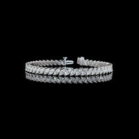 14K White Gold 7.5" Tennis Bracelet with 50 Inclined Prong Set Marquise Lab Diamonds - 8.37 Carats Total Diamond Weight - Covaloro Fine Jewelry