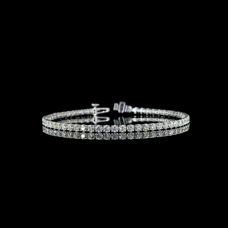 14K White Gold 7.5" Tennis Bracelet with 59 Prong-Set Round Brilliant Cut Natural Diamonds - 5.27 Carat Total Diamond Weight - Covaloro Fine Jewelry