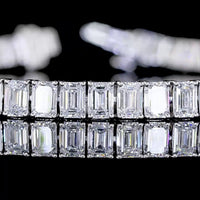 14K White Gold 7.5" Tennis Bracelet with 63 Prong Set Emerald Cut Lab Diamonds - 9.80 Carats Total Diamond Weight - Covaloro Fine Jewelry