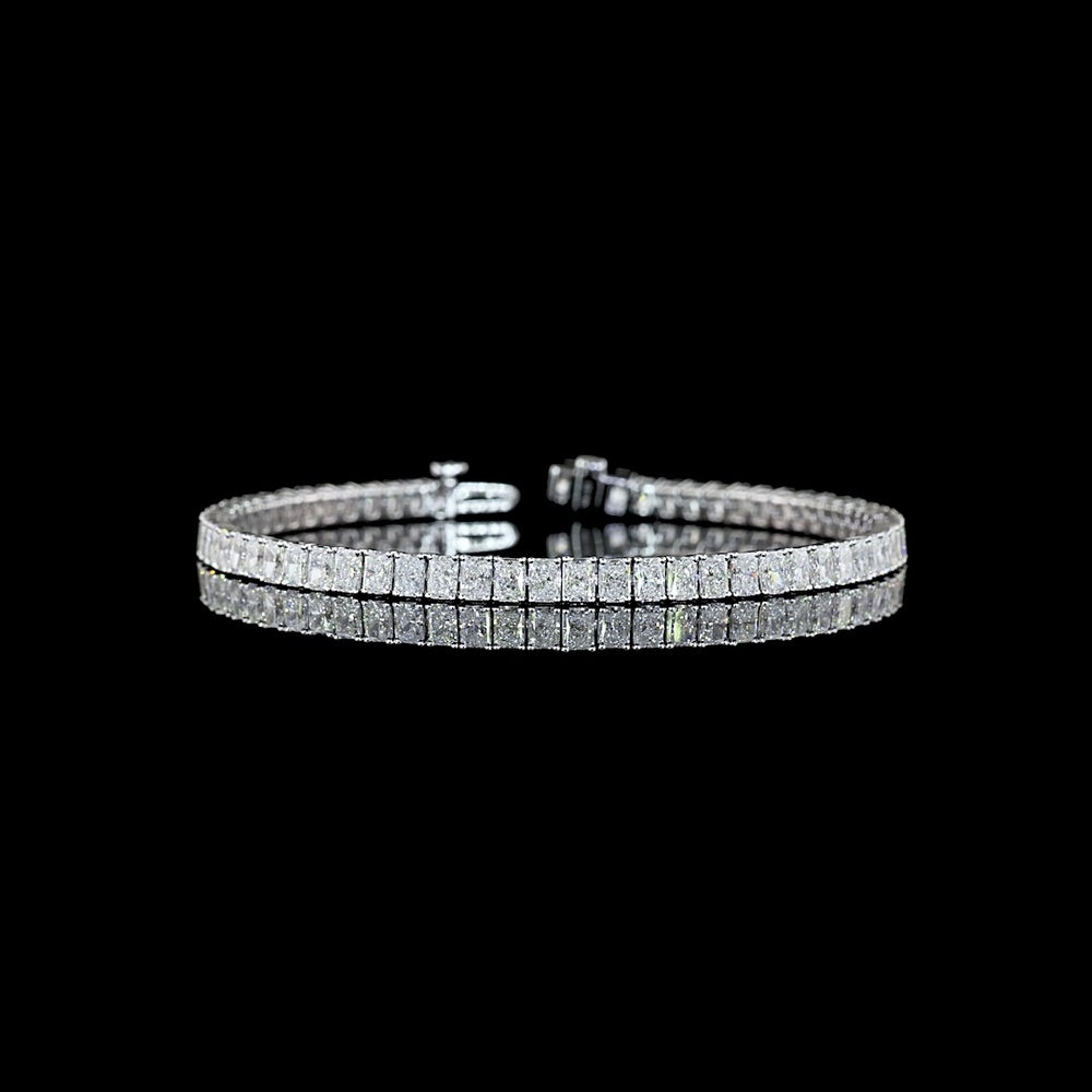 14K White Gold 7.5" Tennis Bracelet with 64 Prong-Set Radiant Cut Lab Diamonds - 8.00 Carat Total Diamond Weight - Covaloro Fine Jewelry