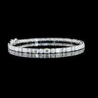 14K White Gold 7.5" Tennis Bracelet with Alternating Emerald Cut and Round Brilliant Lab Diamonds - 10.29 Carats Total Diamond Weight - Covaloro Fine Jewelry