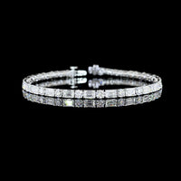 14K White Gold 7.5" Tennis Bracelet with Alternating Emerald Cut and Round Brilliant Lab Diamonds - 10.29 Carats Total Diamond Weight - Covaloro Fine Jewelry