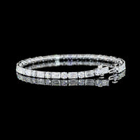 14K White Gold 7.5" Tennis Bracelet with Alternating Emerald Cut and Round Brilliant Lab Diamonds - 10.29 Carats Total Diamond Weight - Covaloro Fine Jewelry