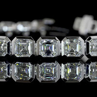 14K White Gold 7.5" Tennis Bracelet with Bezel Set Asscher Cut Lab Diamonds - 12.29 Carat Total Weight - Covaloro Fine Jewelry
