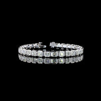 14K White Gold 7.5" Tennis Bracelet with Bezel Set Asscher Cut Lab Diamonds - 15.26 Carats Total Diamond Weight - Covaloro Fine Jewelry