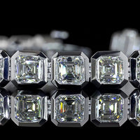 14K White Gold 7.5" Tennis Bracelet with Bezel Set Asscher Cut Lab Diamonds - 15.26 Carats Total Diamond Weight - Covaloro Fine Jewelry
