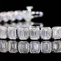 14K White Gold 7.5" Tennis Bracelet with Bezel Set Emerald Cut Lab Diamonds - 4.20 Carat Total Weight, E-F Color VS1 Clarity - Covaloro Fine Jewelry