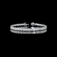 14K White Gold 7.5" Tennis Bracelet with Bezel Set Emerald Cut Lab Diamonds - 6.83 Carat Total Diamond Weight - Covaloro Fine Jewelry