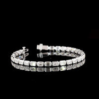 14K White Gold 7.5" Tennis Bracelet with East-West Bezel Set Emerald Cut Lab Diamonds - 9.13 Carats Total Diamond Weight - Covaloro Fine Jewelry