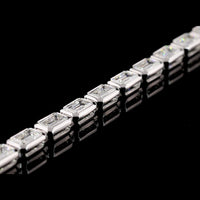 14K White Gold 7.5" Tennis Bracelet with East-West Bezel Set Emerald Cut Lab Diamonds - 9.13 Carats Total Diamond Weight - Covaloro Fine Jewelry