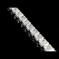 14K White Gold 7.5" Tennis Bracelet with East-West Bezel Set Emerald Cut Lab Diamonds - 9.13 Carats Total Diamond Weight - Covaloro Fine Jewelry