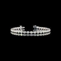 14K White Gold 7.5" Tennis Bracelet with East-West Bezel Set Oval Cut Lab Diamonds - 3.54 Carats Total Diamond Weight - Covaloro Fine Jewelry