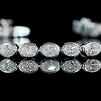 14K White Gold 7.5" Tennis Bracelet with East-West Bezel Set Oval Cut Lab Diamonds - 3.54 Carats Total Diamond Weight - Covaloro Fine Jewelry