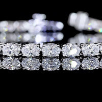 14K White Gold 7.5" Tennis Bracelet with East-West Oval Cut Lab Diamonds - 6.15 Carats Total Diamond Weight - Covaloro Fine Jewelry
