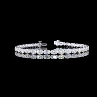 14K White Gold 7.5" Tennis Bracelet with East-West Prong Set Antique Oval Lab Diamonds - 9.97 Carats Total Diamond Weight - Covaloro Fine Jewelry