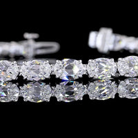 14K White Gold 7.5" Tennis Bracelet with East-West Prong Set Antique Oval Lab Diamonds - 9.97 Carats Total Diamond Weight - Covaloro Fine Jewelry