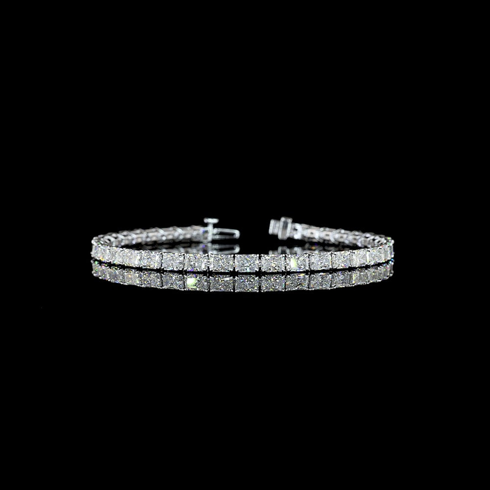 14K White Gold 7.5" Tennis Bracelet with East-West Prong Set Radiant Cut Lab Diamonds - 10.13 Carat Total Diamond Weight - Covaloro Fine Jewelry