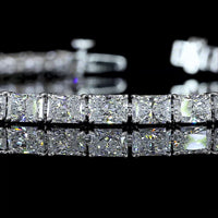 14K White Gold 7.5" Tennis Bracelet with East-West Prong Set Radiant Cut Lab Diamonds - 10.13 Carat Total Diamond Weight - Covaloro Fine Jewelry