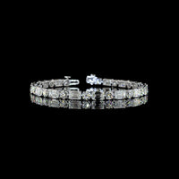 14K White Gold 7.5" Tennis Bracelet with East-West Set Emerald Cut and Round Brilliant Lab-Grown Diamonds - 15.61 Carats Total Diamond Weight (E-F Color, VS1 Clarity) - Covaloro Fine Jewelry