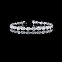 14K White Gold 7.5" Tennis Bracelet with East-West Set Oval Lab Diamonds - 8.39 Carats Total Diamond Weight - Covaloro Fine Jewelry