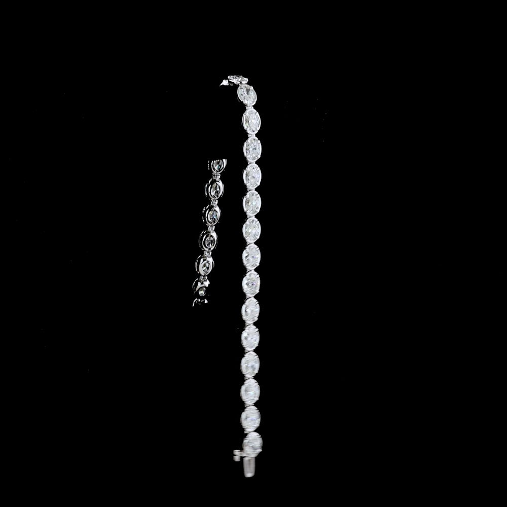 14K White Gold 7.5" Tennis Bracelet with East-West Set Oval Lab Diamonds - 8.39 Carats Total Diamond Weight - Covaloro Fine Jewelry