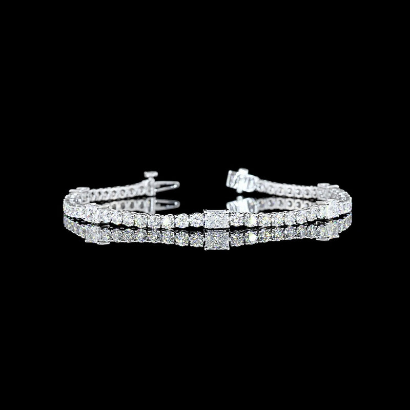 14K White Gold 7.5" Tennis Bracelet with East-West Set Radiant and Brilliant Cut Lab Diamonds - 5.65 Carat Total Weight - Covaloro Fine Jewelry