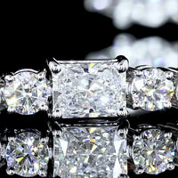 14K White Gold 7.5" Tennis Bracelet with East-West Set Radiant and Brilliant Cut Lab Diamonds - 5.65 Carat Total Weight - Covaloro Fine Jewelry