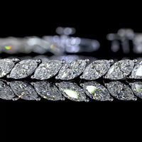 14K White Gold 7.5" Tennis Bracelet with Inclined Prong Set Marquise Cut Lab Diamonds - 5.51 Carat Total Weight - Covaloro Fine Jewelry
